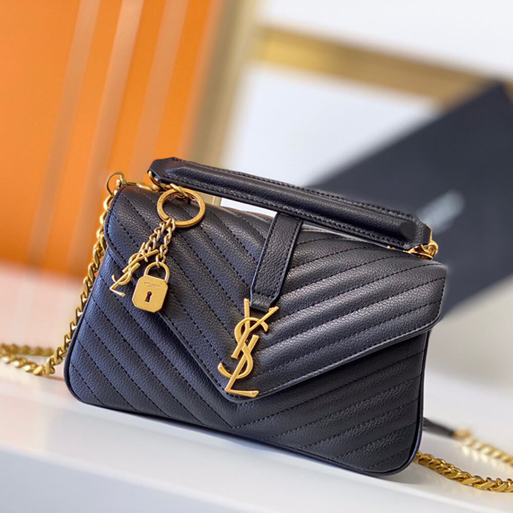 14975-2 Saint Laurent College quilted-leather satchel bag