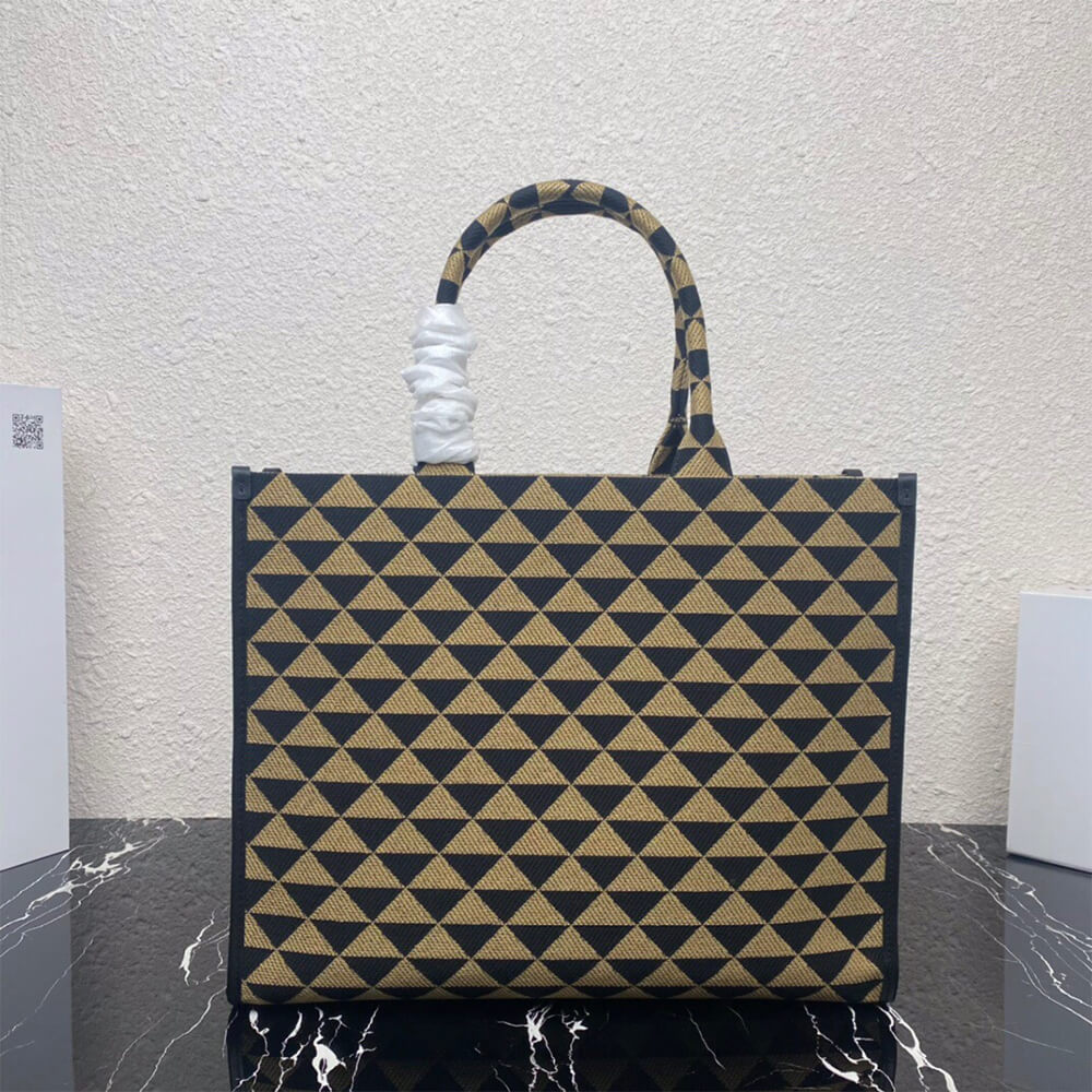 Large Prada Symbole jacquard fabric handbag