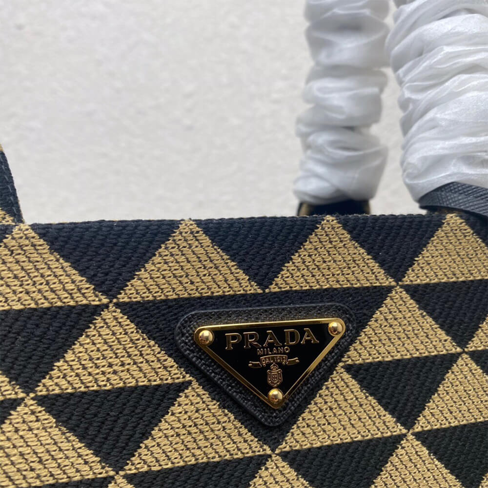Large Prada Symbole jacquard fabric handbag