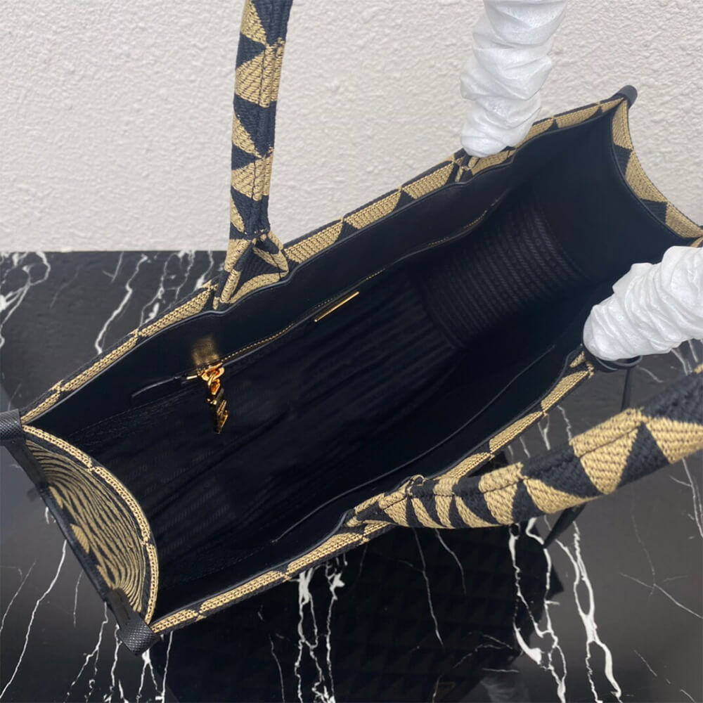 Large Prada Symbole jacquard fabric handbag