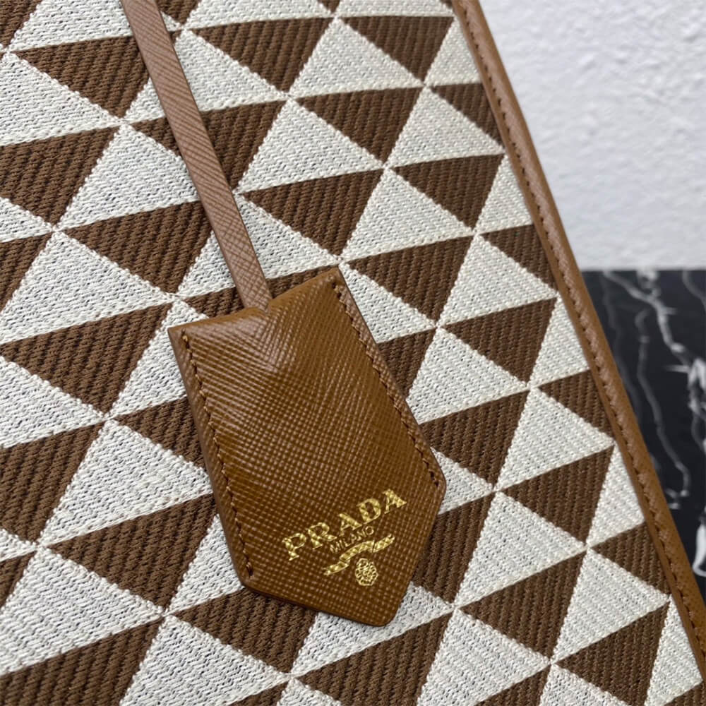 Large Prada Symbole jacquard fabric handbag