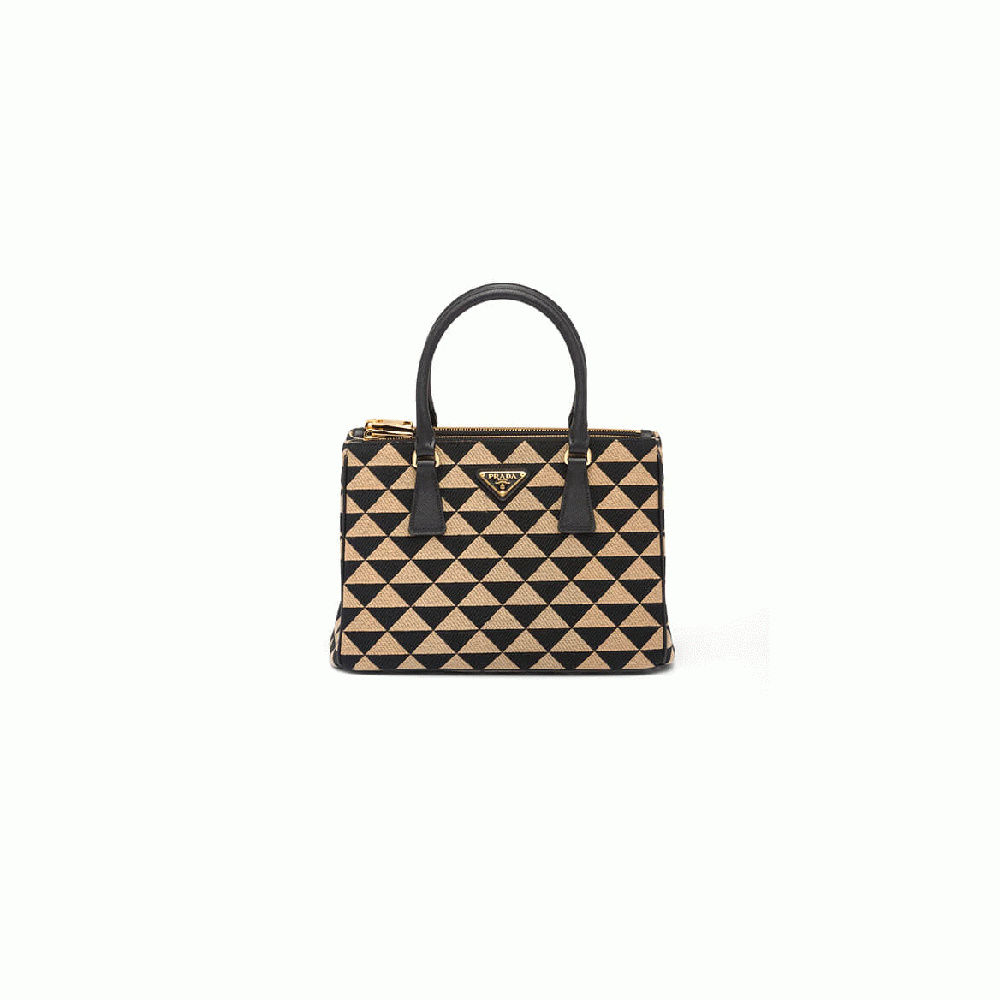 Small Prada Galleria embroidered fabric bag
