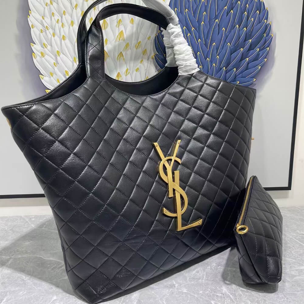 YSL ICARE MAXI SHOPPING BAG IN QUILTED LAMBSKIN