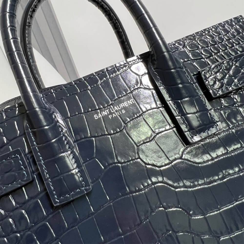 YSL SAC DE JOUR NANO IN EMBOSSED CROCODILE SHINY LEATHER