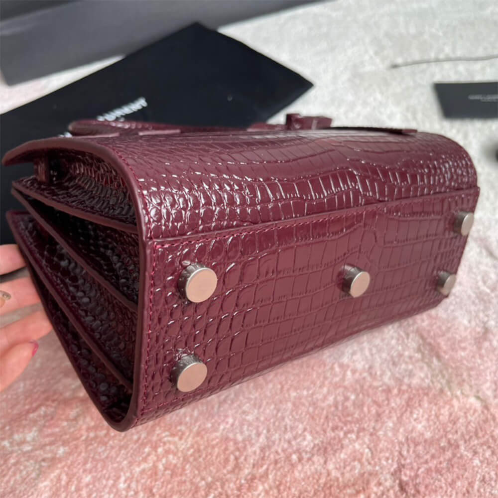 YSL SAC DE JOUR NANO IN EMBOSSED CROCODILE SHINY LEATHER