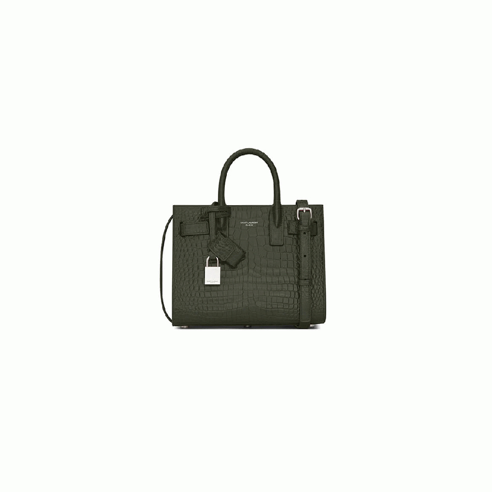 YSL SAC DE JOUR NANO IN EMBOSSED CROCODILE SHINY LEATHER