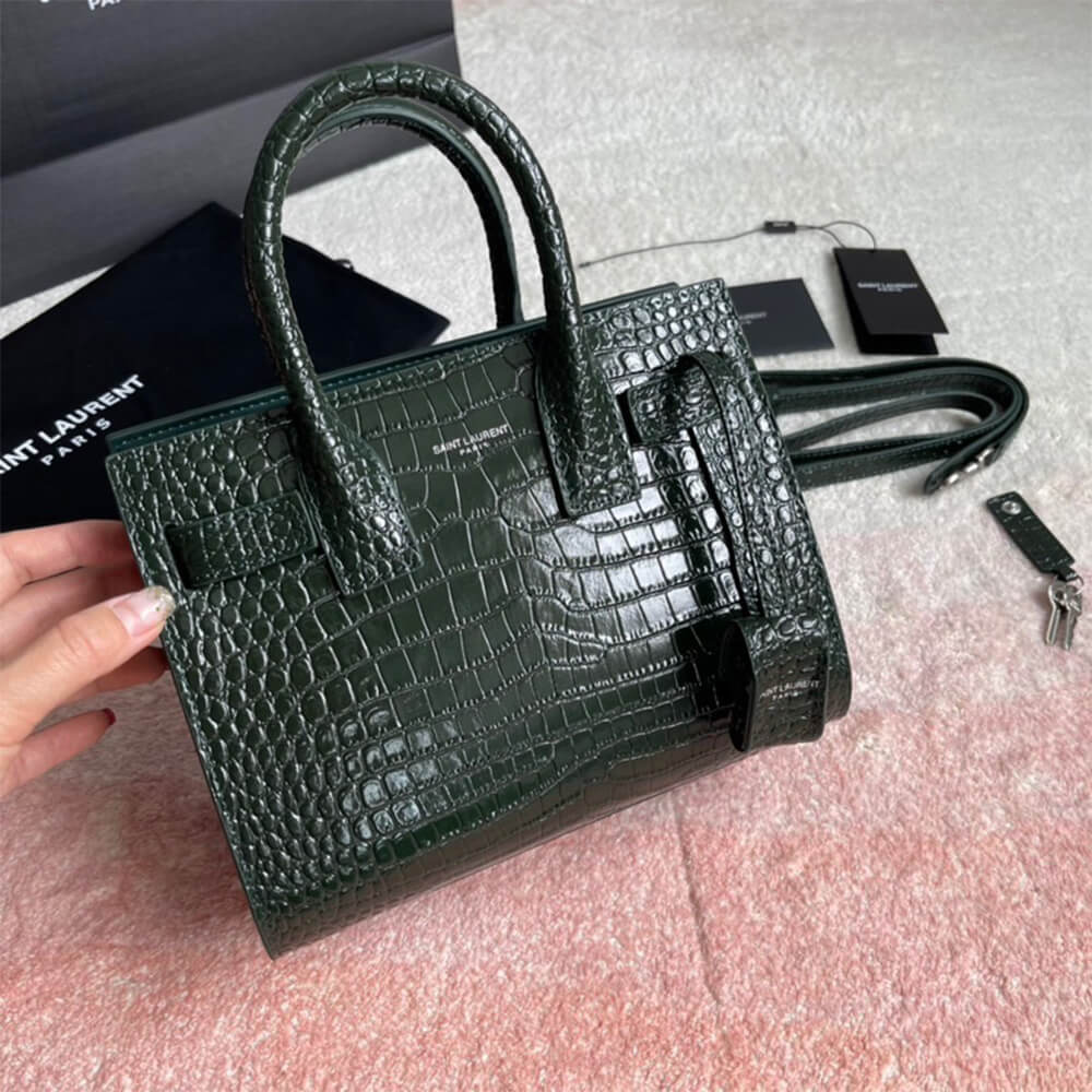 YSL SAC DE JOUR NANO IN EMBOSSED CROCODILE SHINY LEATHER