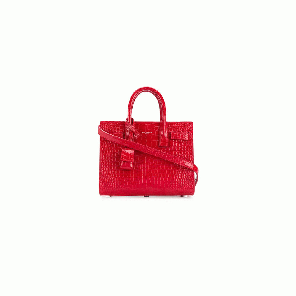 YSL SAC DE JOUR NANO IN EMBOSSED CROCODILE SHINY LEATHER