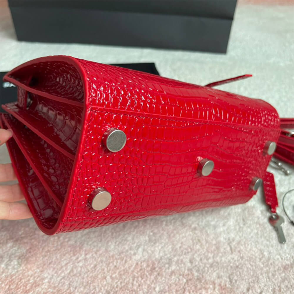 YSL SAC DE JOUR NANO IN EMBOSSED CROCODILE SHINY LEATHER