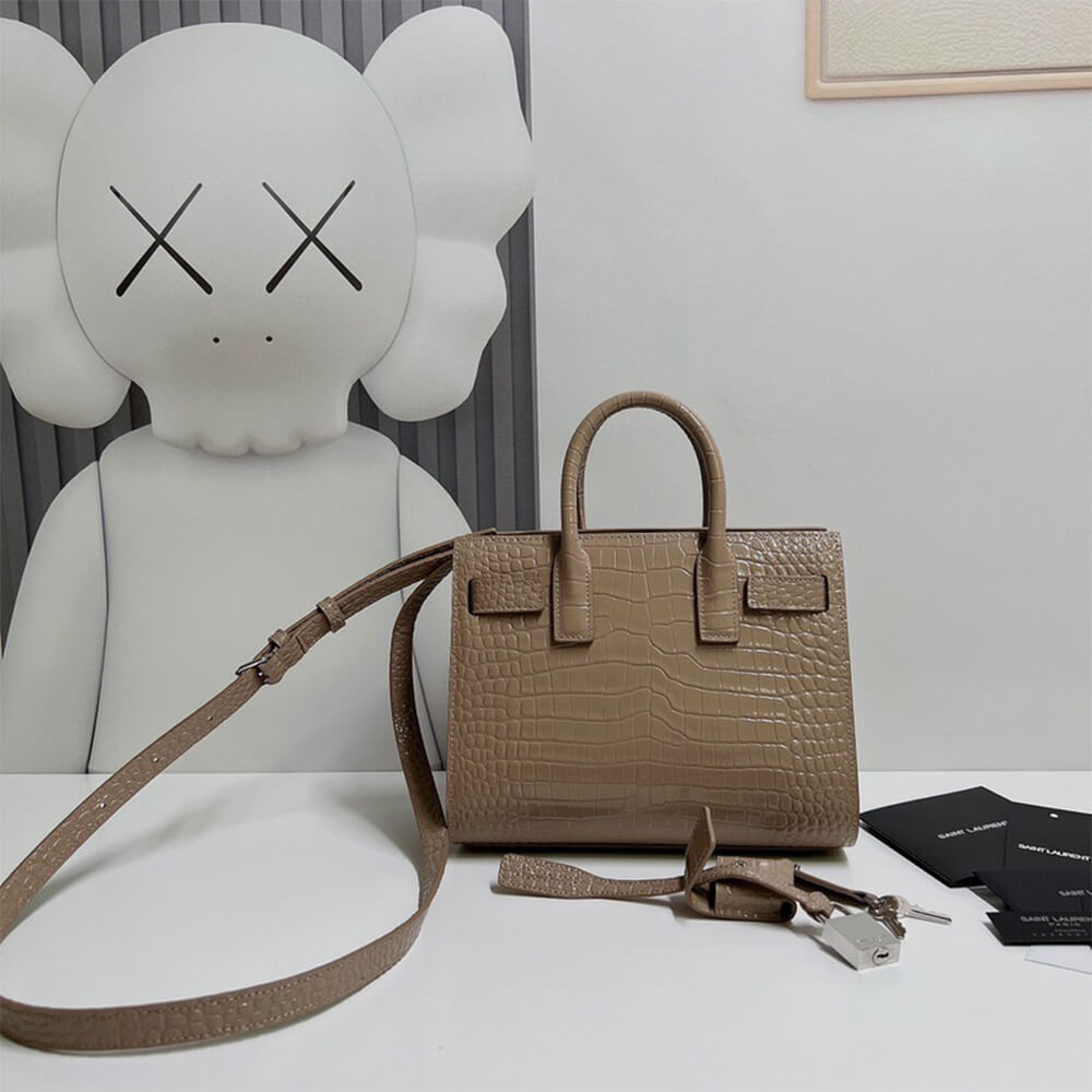 YSL SAC DE JOUR NANO IN EMBOSSED CROCODILE SHINY LEATHER