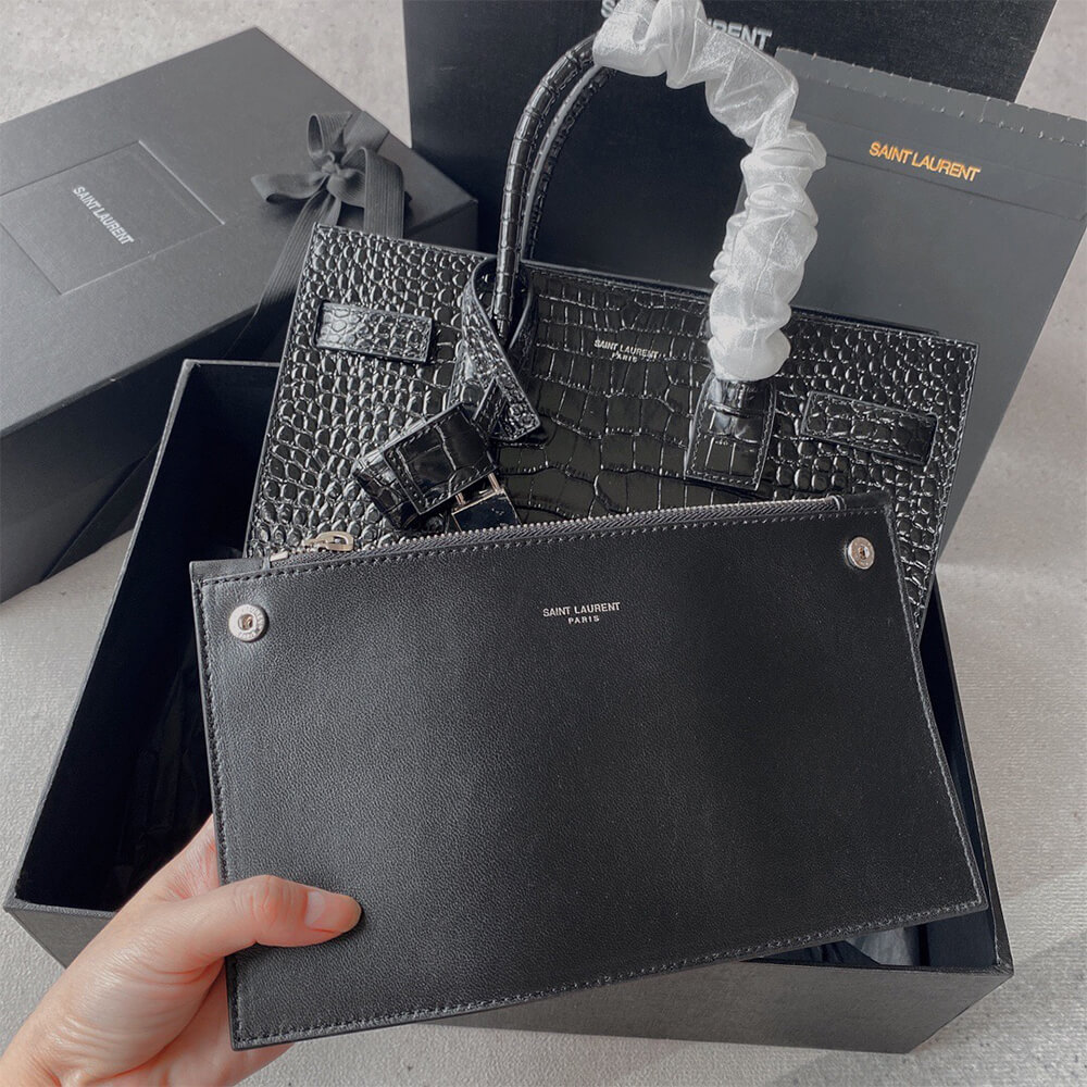 15573-6 YSL SAC DE JOUR BABY IN CROCODILE-EMBOSSED