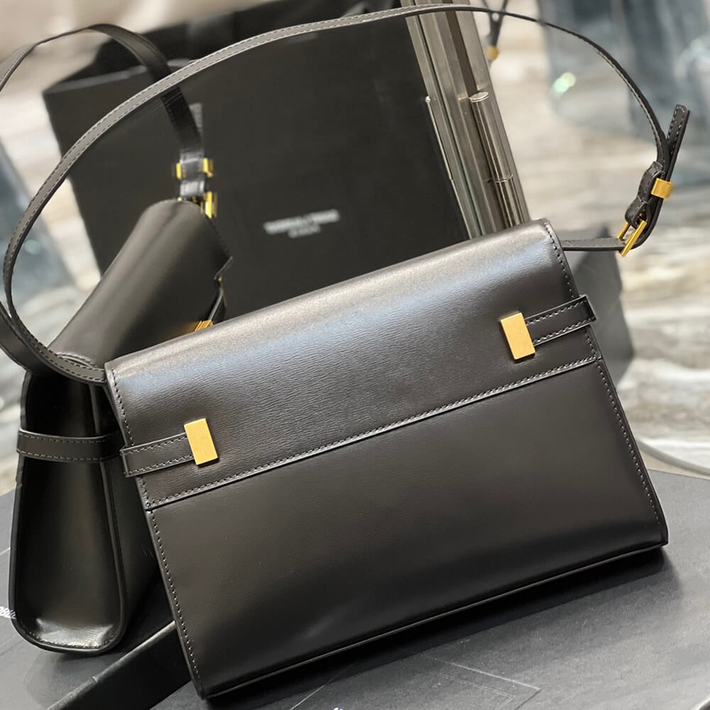 MANHATTAN SMALL SHOULDER BAG IN BOX SAINT LAURENT LEATHER