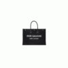 RIVE GAUCHE TOTE BAG IN LINEN AND LEATHER