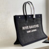 RIVE GAUCHE LARGE TOTE BAG IN EMBROIDERED RAFFIA AND LEATHER