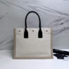 RIVE GAUCHE SMALL TOTE BAG IN LINEN AND LEATHER