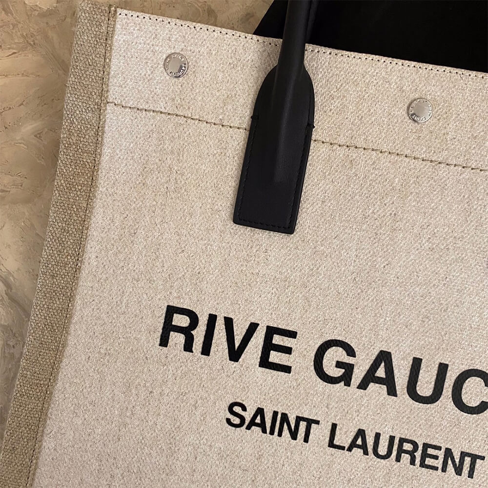 RIVE GAUCHE N/S SHOPPING BAG IN LINEN AND COTTON
