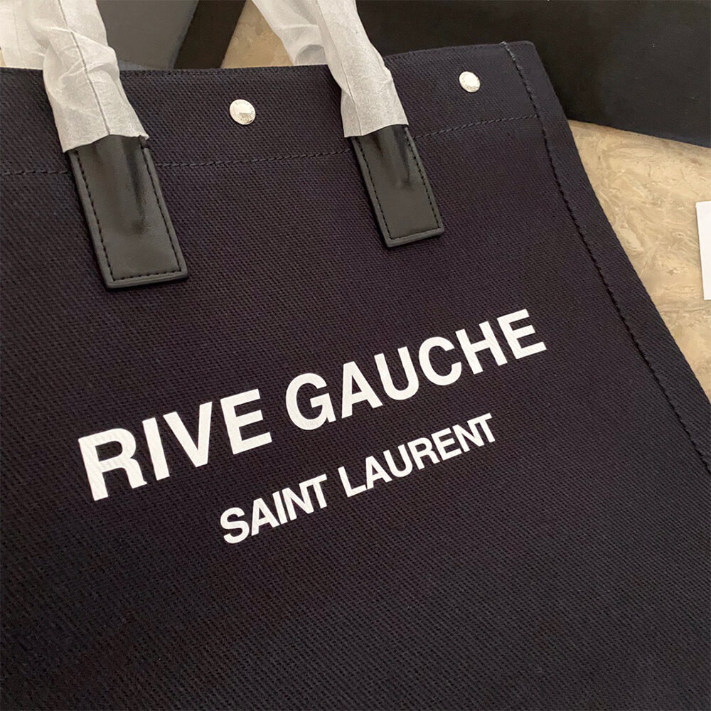 RIVE GAUCHE NORTH/SOUTH TOTE BAG IN PRINTED CANVAS AND LEATHER