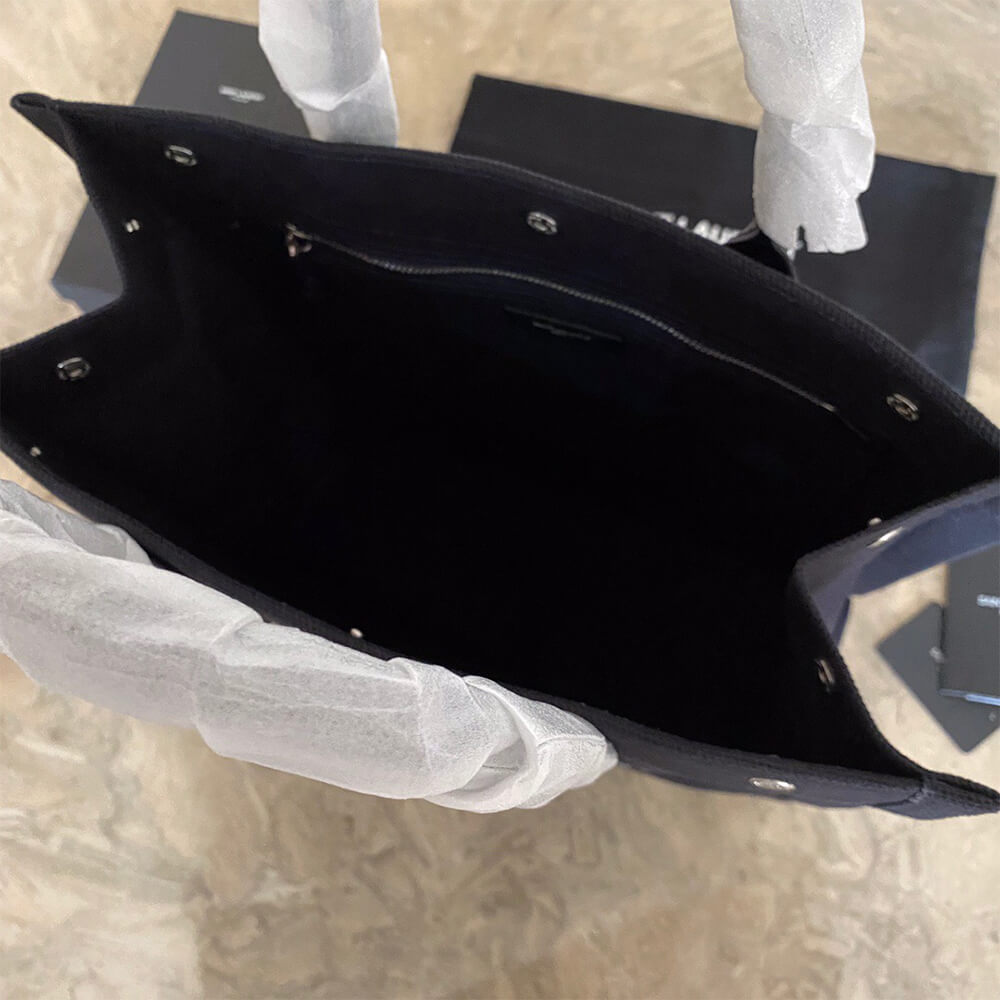 RIVE GAUCHE NORTH/SOUTH TOTE BAG IN PRINTED CANVAS AND LEATHER