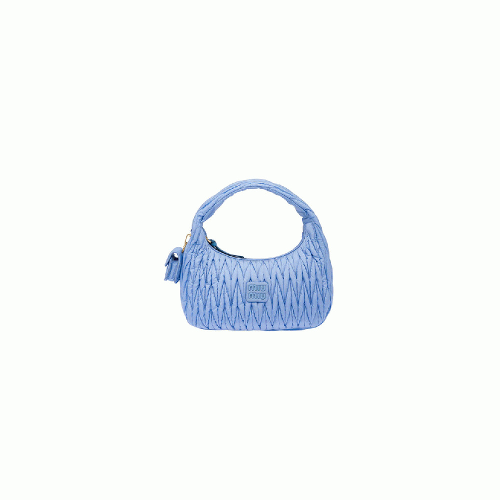 Miu Wander matelasse regenerated nylon hobo bag