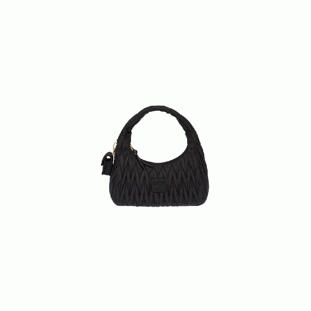 Miu Wander matelasse regenerated nylon hobo bag