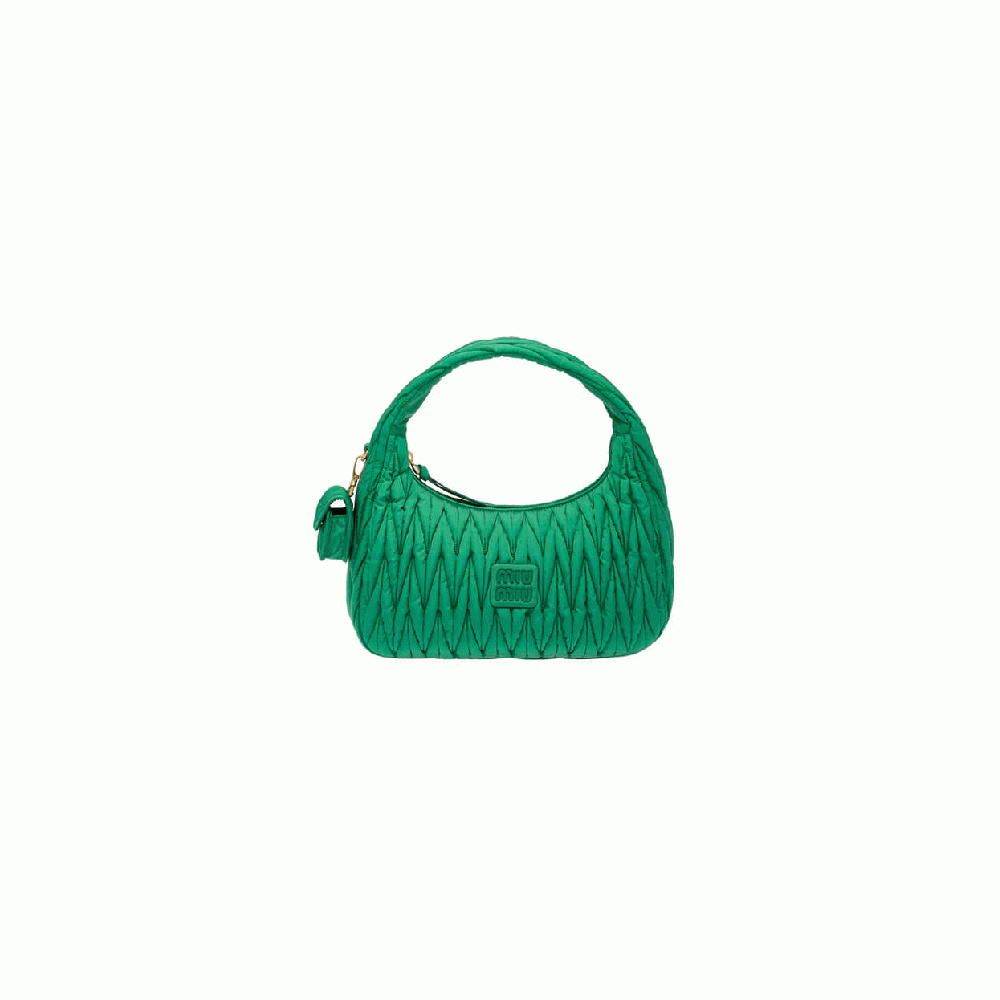 Miu Wander matelasse regenerated nylon hobo bag
