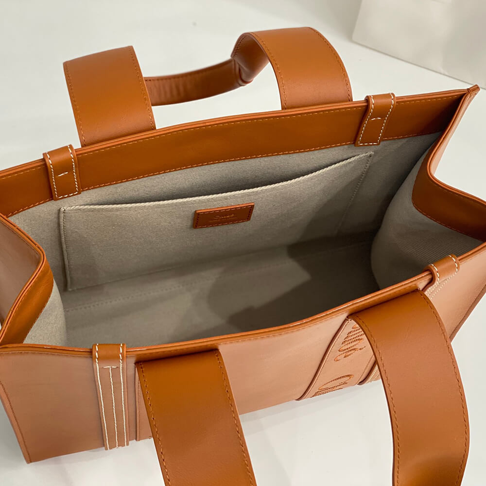 Chloe Woody Medium Leather Tote Bag