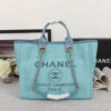 15815-2 CHANEL Woven Straw Raffia Striped Medium Deauville Tote