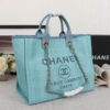 15815-3 CHANEL Woven Straw Raffia Striped Medium Deauville Tote
