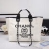 15816-2 CHANEL Woven Straw Raffia Striped Medium Deauville Tote