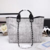 15818-4 CHANEL Woven Straw Raffia Striped Medium Deauville Tote