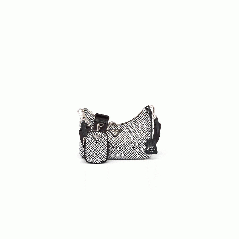 Prada Re-Edition 2005 satin bag with crystals
