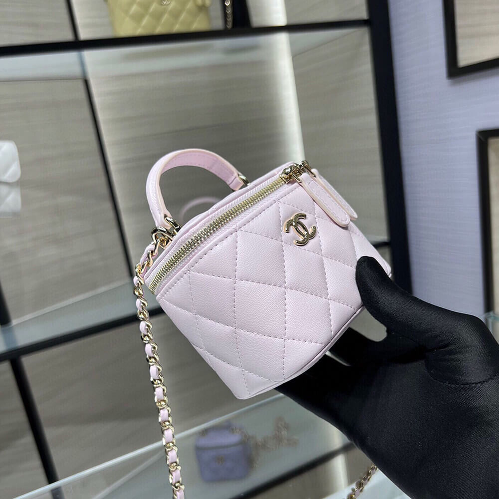 CHANEL Quilted Pearl Crush Mini Vanity Case With Top Handle