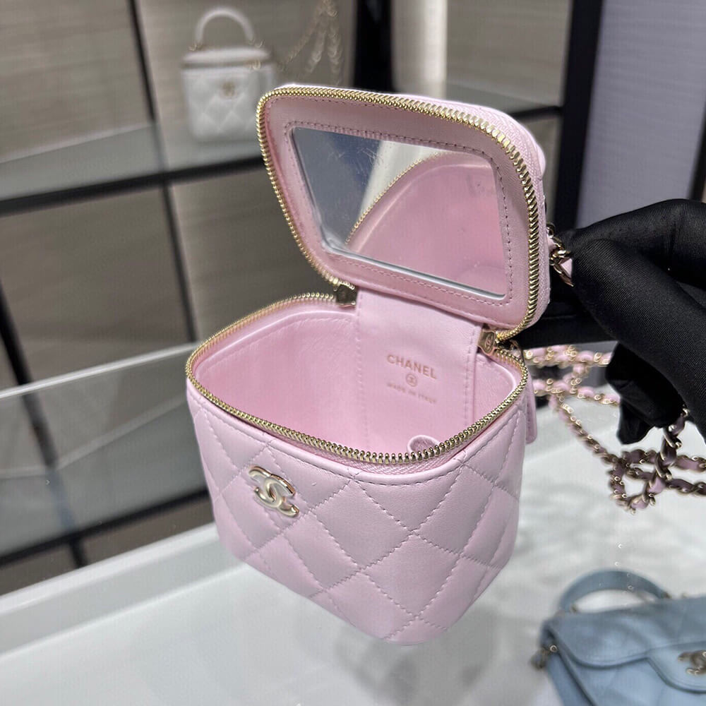 CHANEL Quilted Pearl Crush Mini Vanity Case With Top Handle