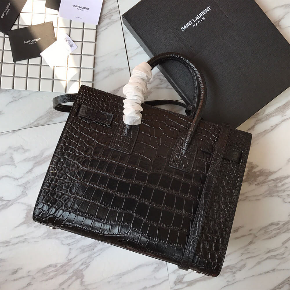 SMALL SAC DE JOUR IN MATTE EMBOSSED CROCODILE LEATHER