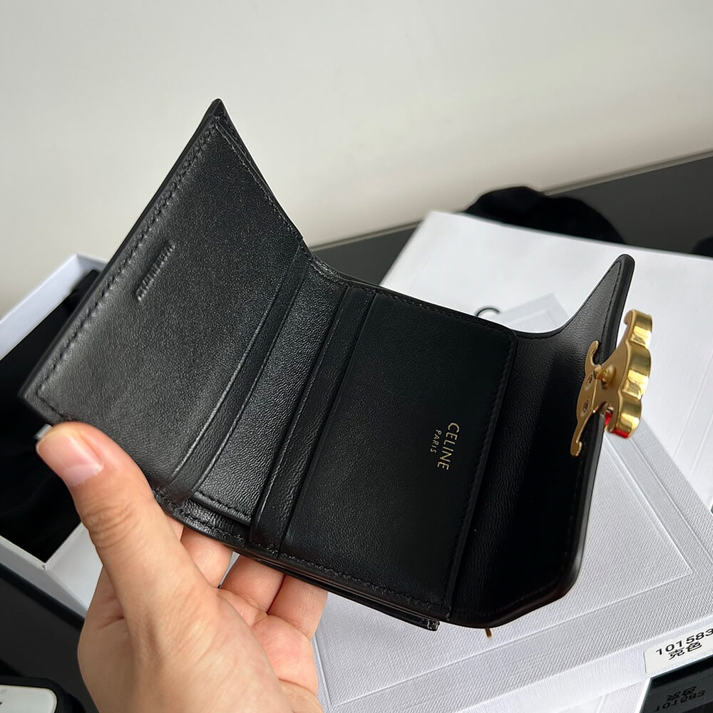 CELINE COMPACT WALLET WITH COIN TRIOMPHE IN SHINY CALFSKIN(HIGH-END GRADE)