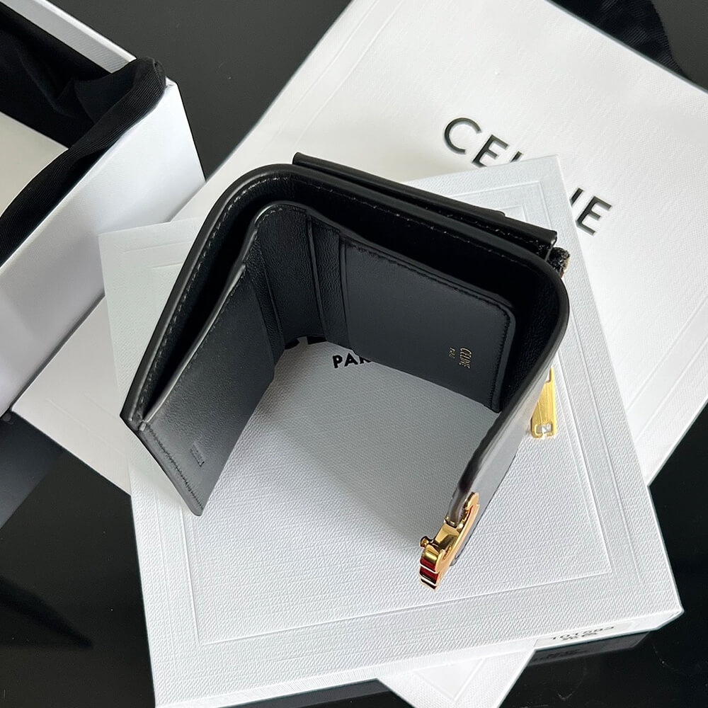 CELINE COMPACT WALLET WITH COIN TRIOMPHE IN SHINY CALFSKIN(HIGH-END GRADE)