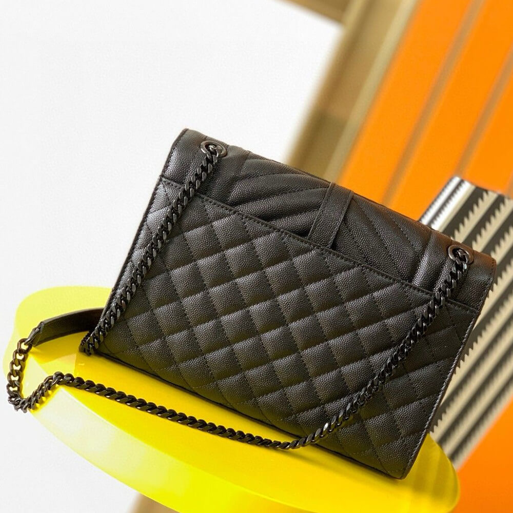 YSL ENVELOPE MEDIUM IN QUILTED GRAIN DE POUDRE EMBOSSED LEATHER(HIGH-END GRADE)