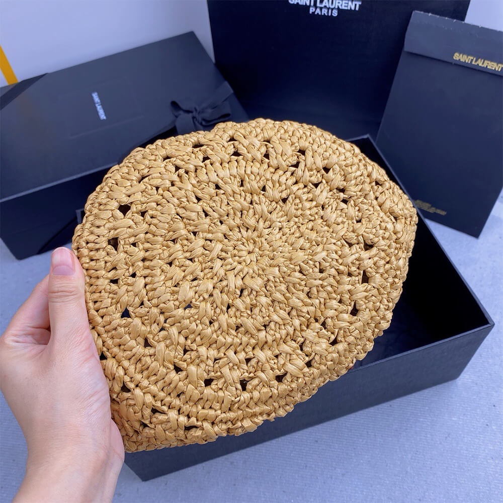 YSL Medium Panier Raffia Bag In Brown