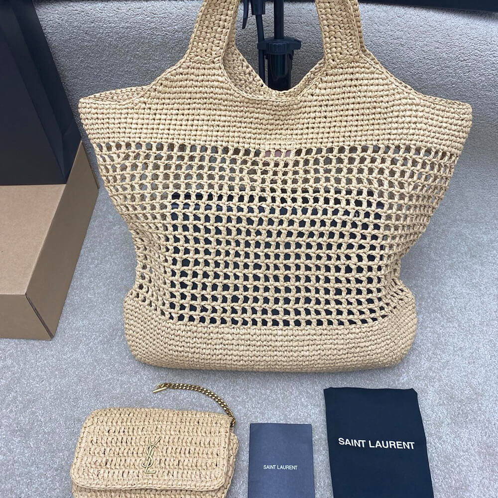 YSL ICARE SHOPPING BAG IN RAFFIA(HIGH-END GRADE)
