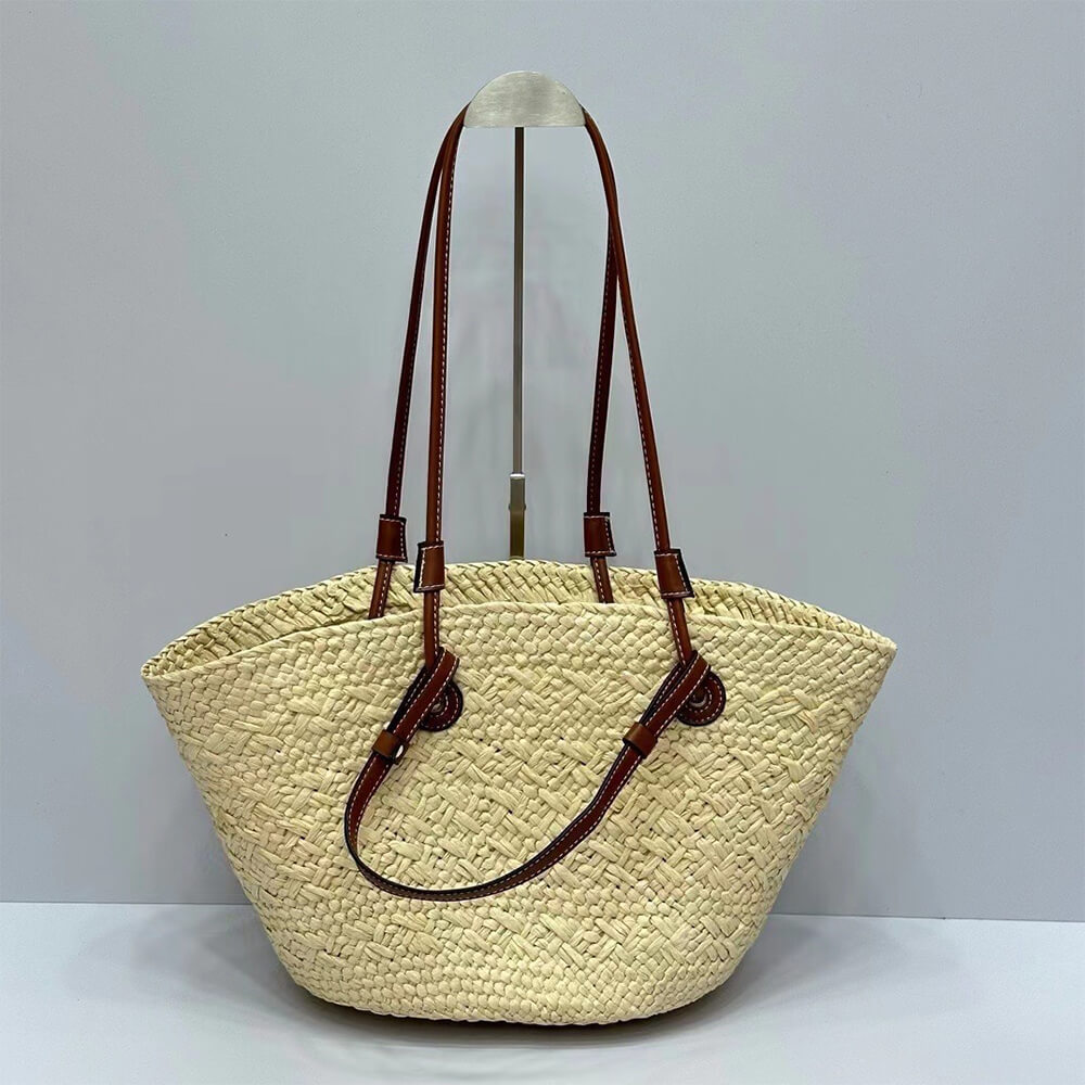 CELINE CLASSIC RAFFIA AND CALFSKIN