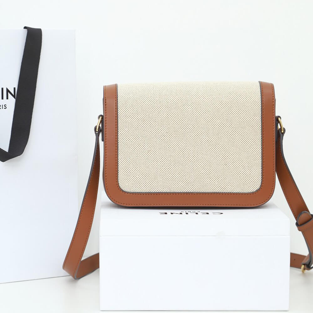 CELINE CLASSIQUE TRIOMPHE BAG IN TRIOMPHE CANVAS AND CALFSKIN(HIGH-END GRADE)