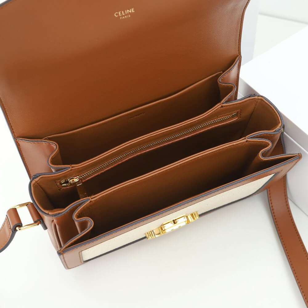 CELINE CLASSIQUE TRIOMPHE BAG IN TRIOMPHE CANVAS AND CALFSKIN(HIGH-END GRADE)