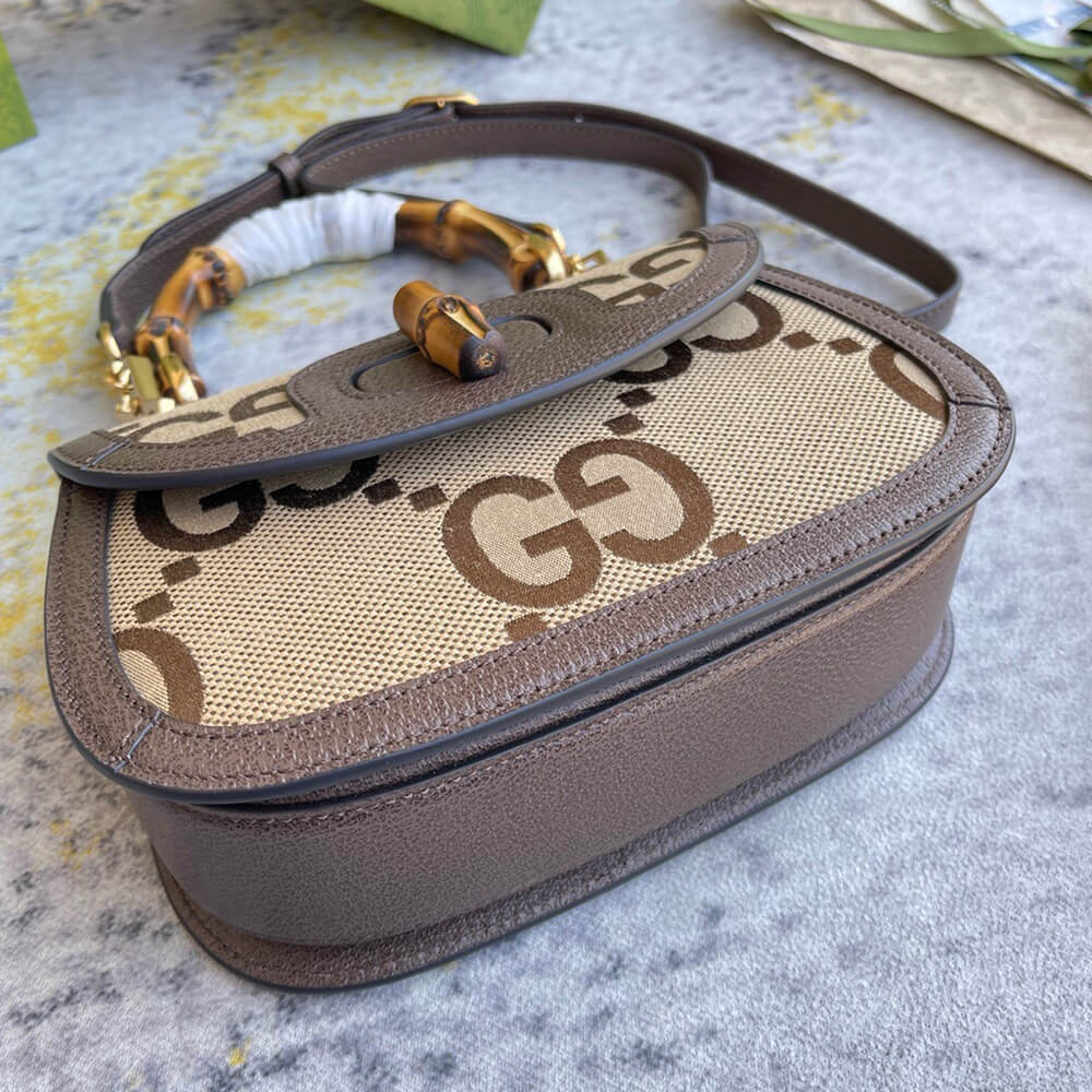 GUCCI BAMBOO 1947 JUMBO GG SMALL TOP HANDLE BAG