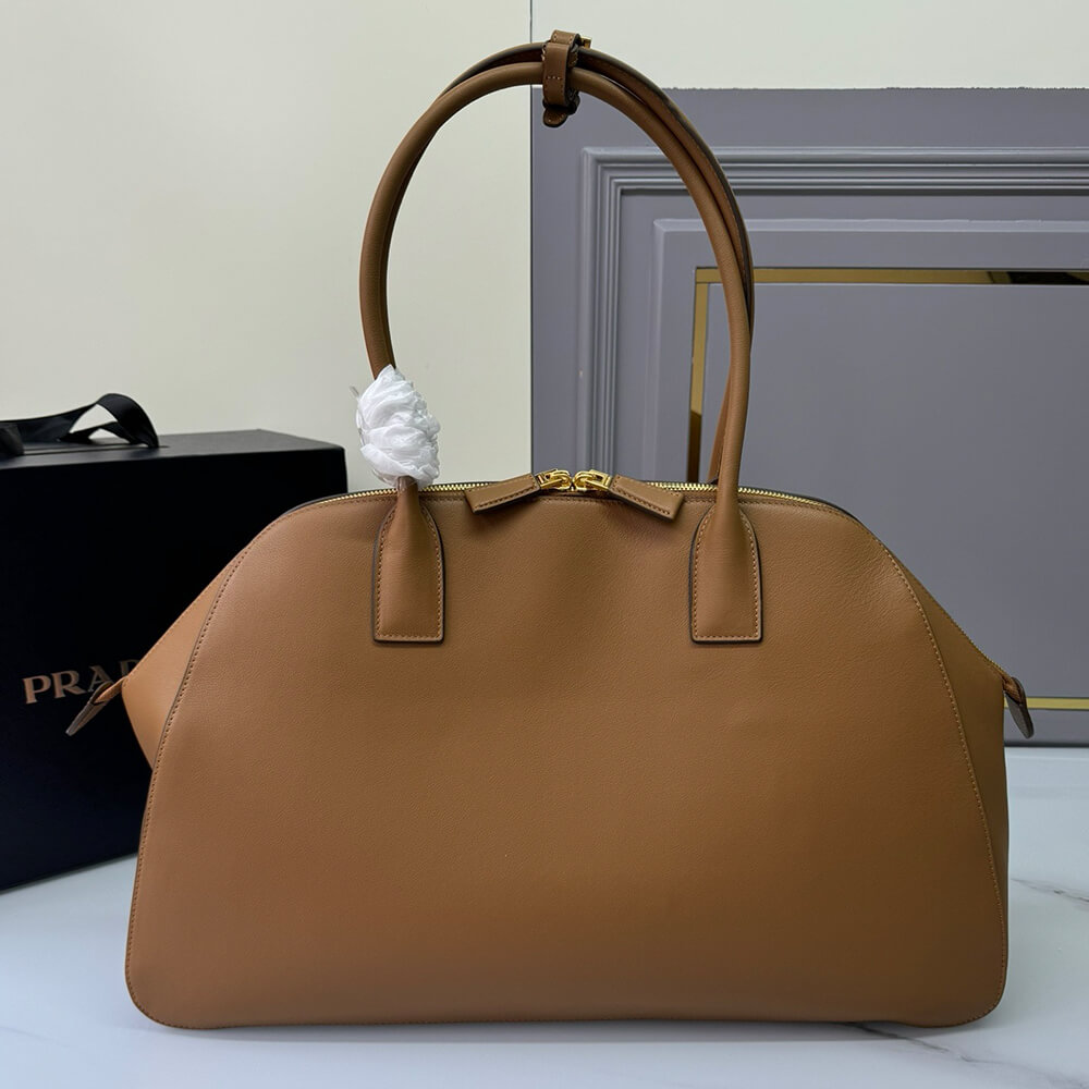 Prada Large leather tote bag with zipper closure(high-end grade)