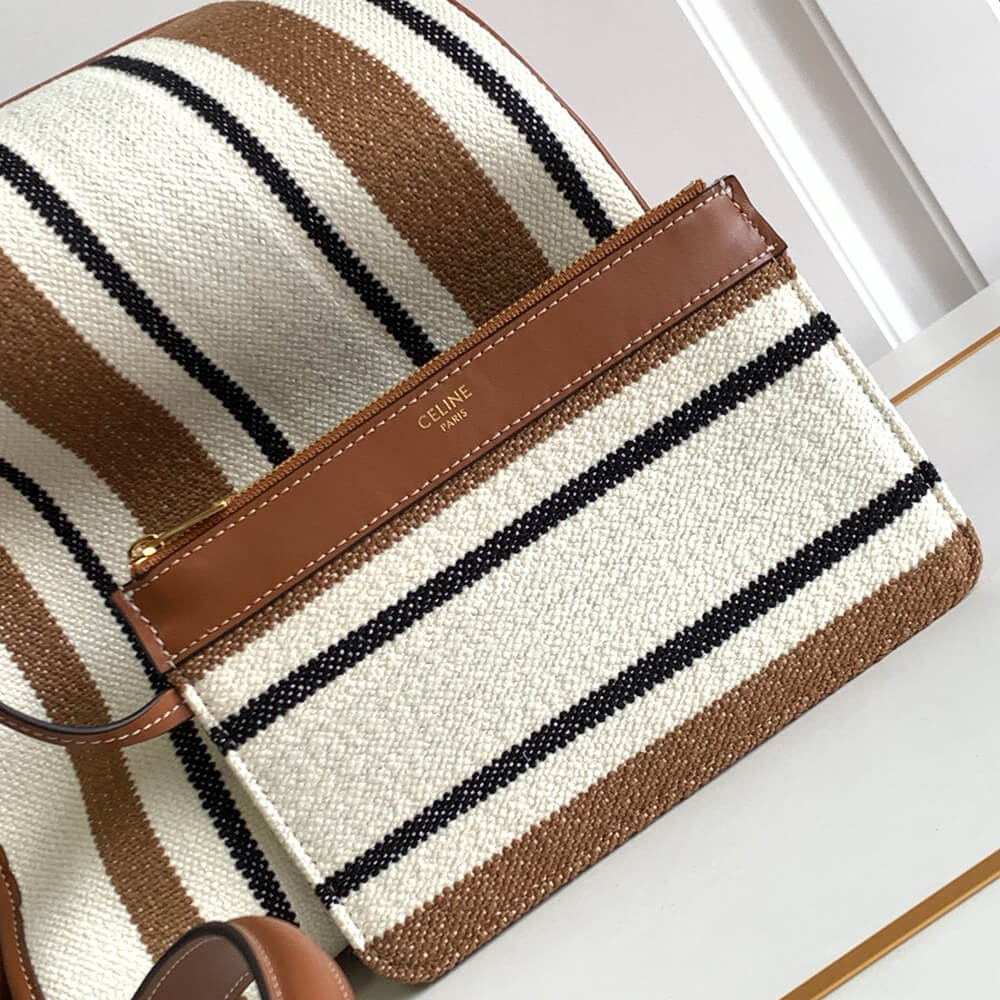 Celine BUCKET 16 BAG IN STRIPED TEXTILE WITH CELINE JACQUARD(high-end grade)