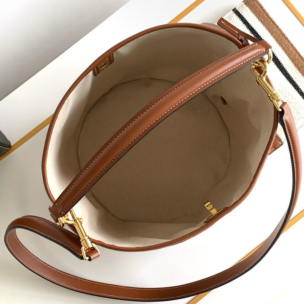 Celine BUCKET 16 BAG IN STRIPED TEXTILE WITH CELINE JACQUARD(high-end grade)