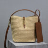 YSL LE 37 IN WOVEN RAFFIA AND VEGETABLE-TANNED LEATHER(HIGH-END GRADE)
