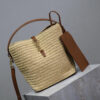 YSL LE 37 IN WOVEN RAFFIA AND VEGETABLE-TANNED LEATHER(HIGH-END GRADE)