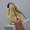 YSL LE 37 IN WOVEN RAFFIA AND VEGETABLE-TANNED LEATHER(HIGH-END GRADE)