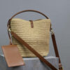 YSL LE 37 IN WOVEN RAFFIA AND VEGETABLE-TANNED LEATHER(HIGH-END GRADE)